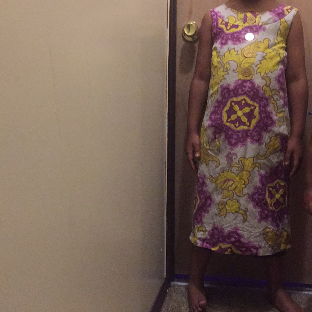 Gold and purple dress